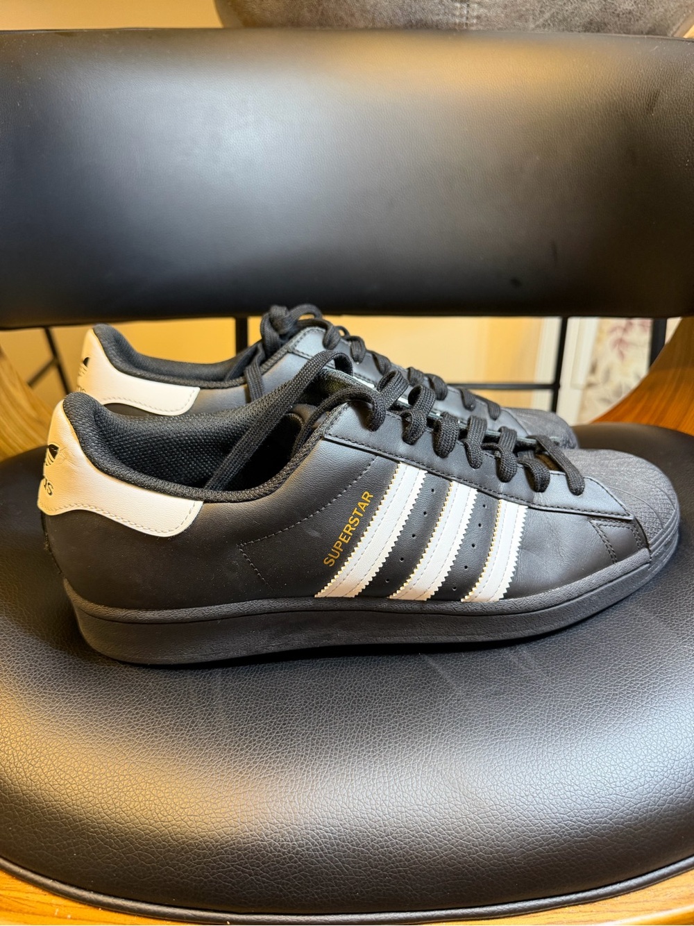 adidas Black and White Superstar Low-Top Sneakers